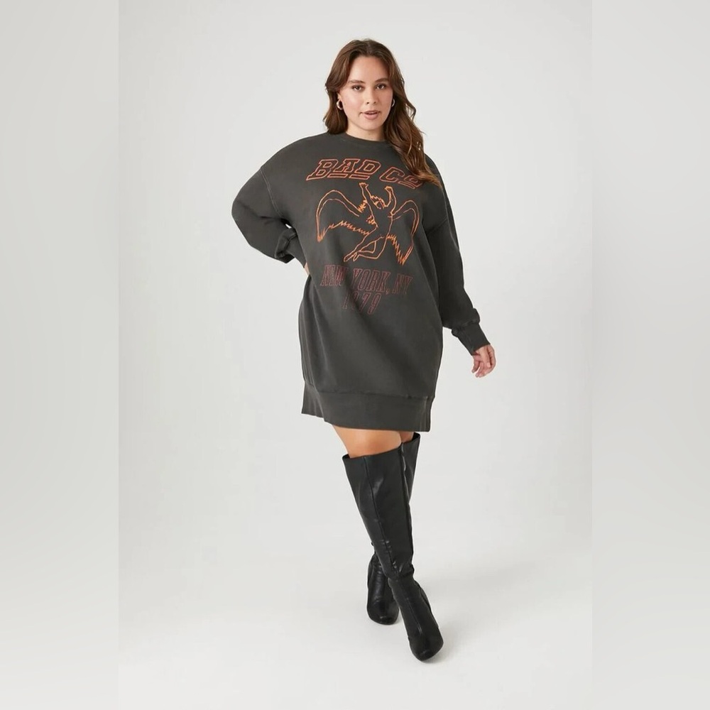 BAD COMPANY Swan Song New York French Terry Dress Sweatshirt Plus Sz 3x Women’s
